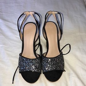 Sparkly wedges that wrap around your ankle.